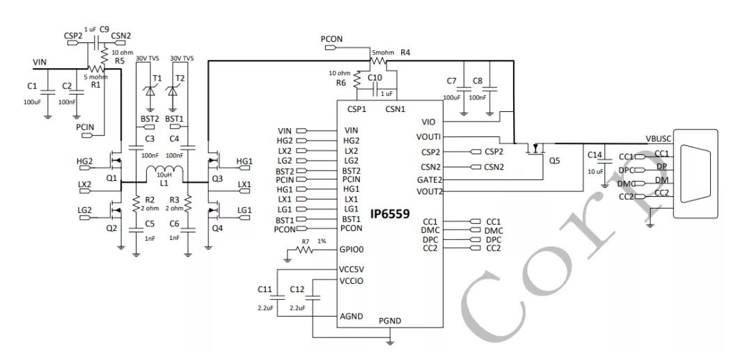 英集芯推出内置快充协议的升降压控制器IP6559，支持100W输出-充电头网
