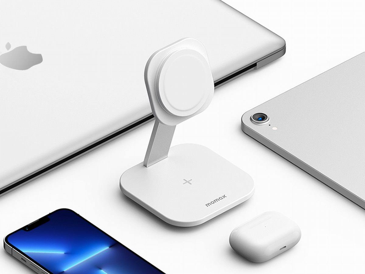 MOMAX推出磁吸二合一无线桌面充电器，苹果原厂模块，双区域充电-充电头网