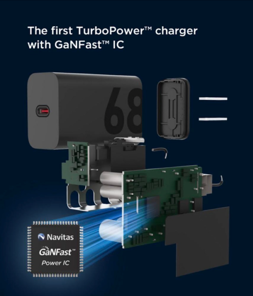 纳微NV6134A氮化镓功率芯片获摩托罗拉TurboPower 68W充电器采用-充电头网