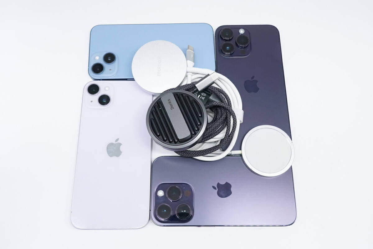 苹果认证的 MagSafe 充电器对 iPhone 14 充电的区别-充电头网