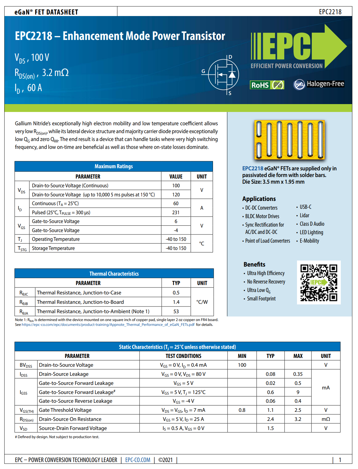 宜普公司发布新品EPC2218低压氮化镓芯片-充电头网