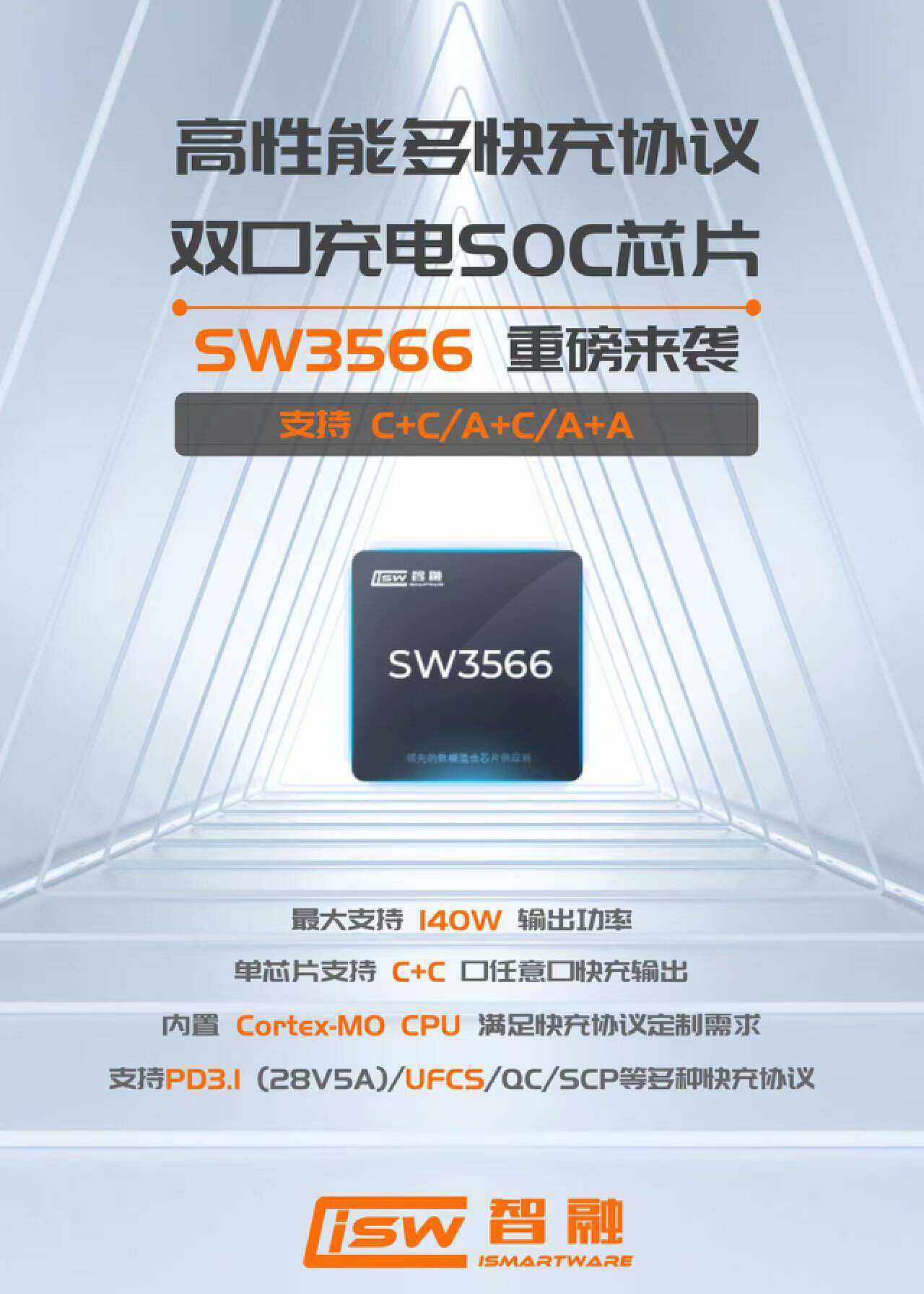 智融推出支持28V5A快充，功率140W的双C快充SOC芯片SW3566-充电头网
