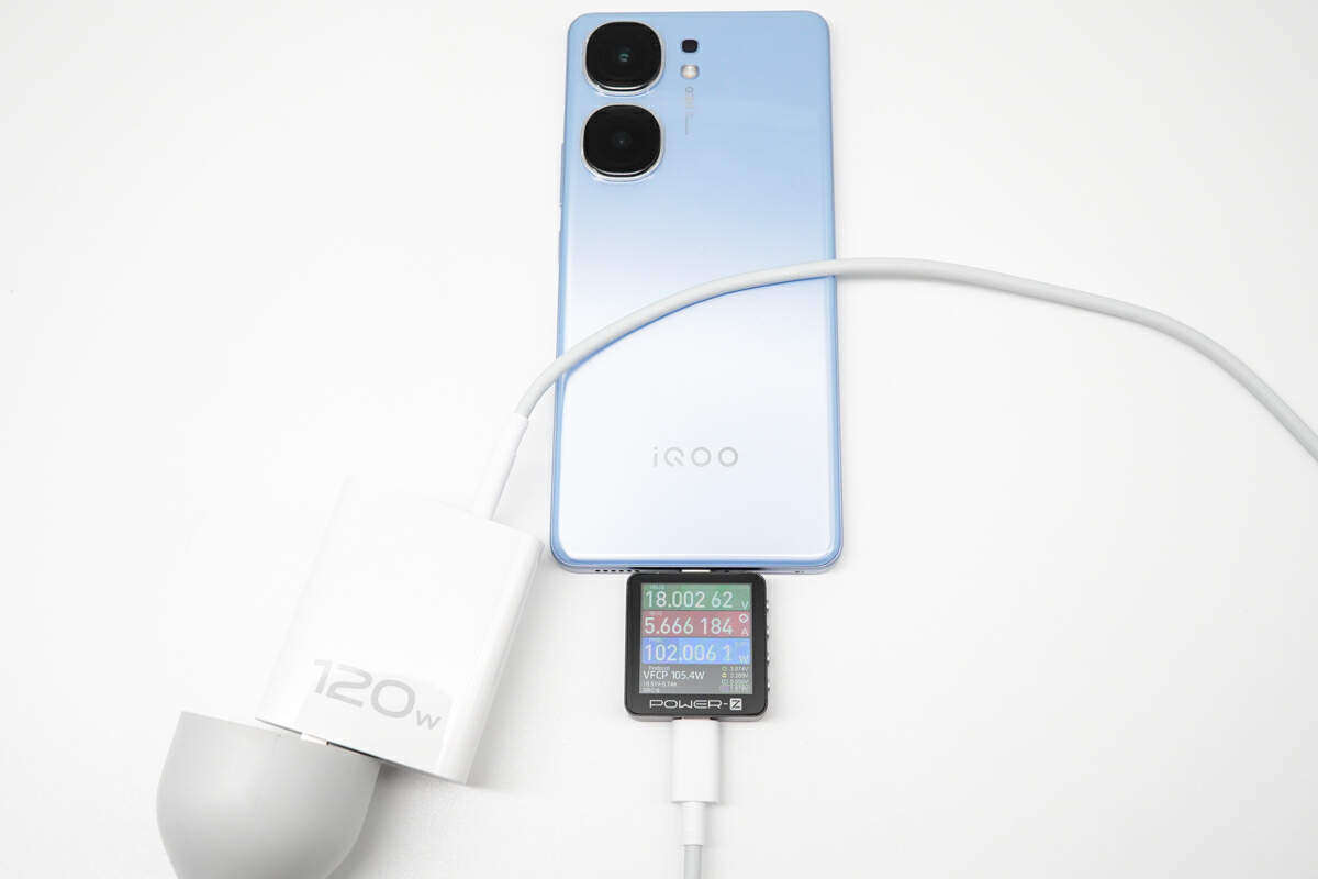 120W+5160mAh 续航顶级游戏体验，iQOO Neo9 Pro 手机原厂充电器充电全程测试-充电头网